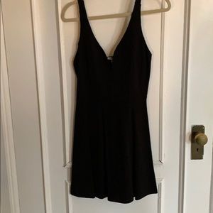 Plunge black skater dress